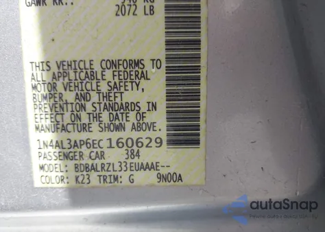 2014 Nissan Altima 2.5 S z USA, uszkodzony, nr VIN 1N4AL3AP6EC160629